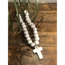 Collier faïence brut croix ( blanc )